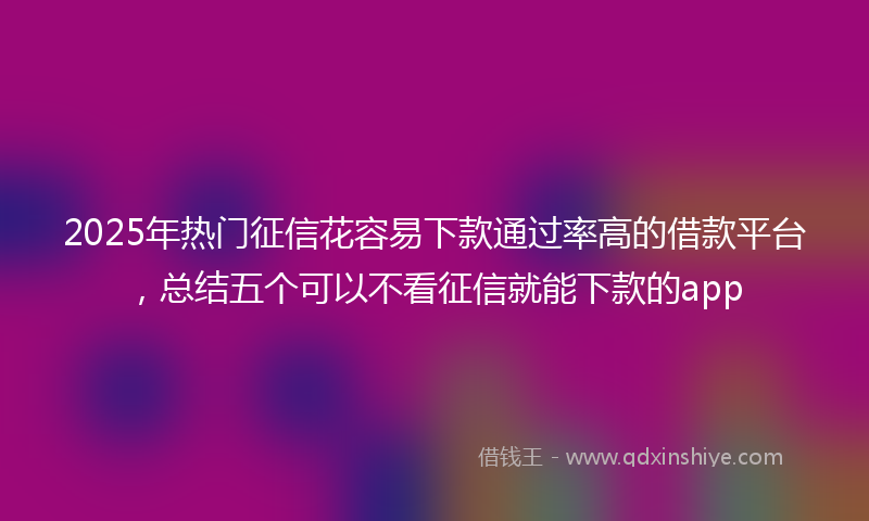 2025年热门征信花容易下款通过率高的借款平台，总结五个可以不看征信就能下款的app
