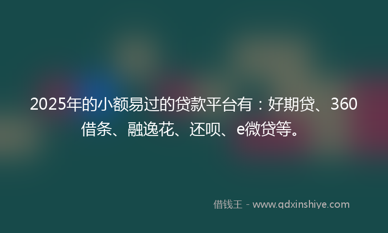 2025年的小额易过的贷款平台有：好期贷、360借条、融逸花、还呗、e微贷等。