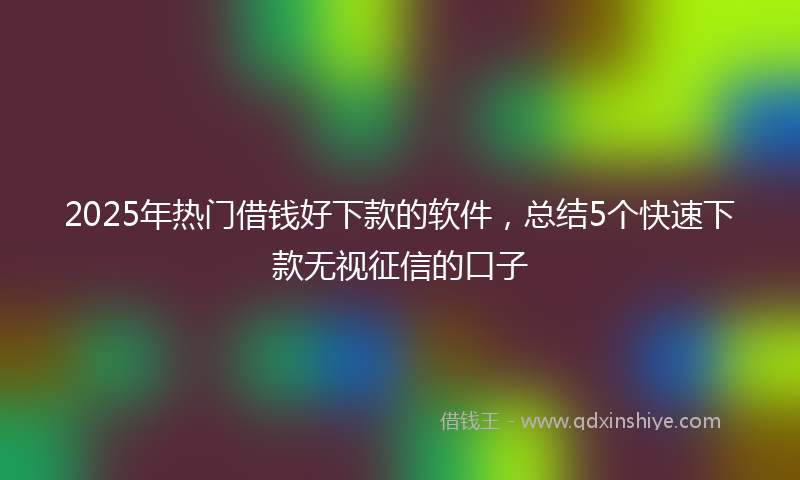 2025年热门借钱好下款的软件，总结5个快速下款无视征信的口子