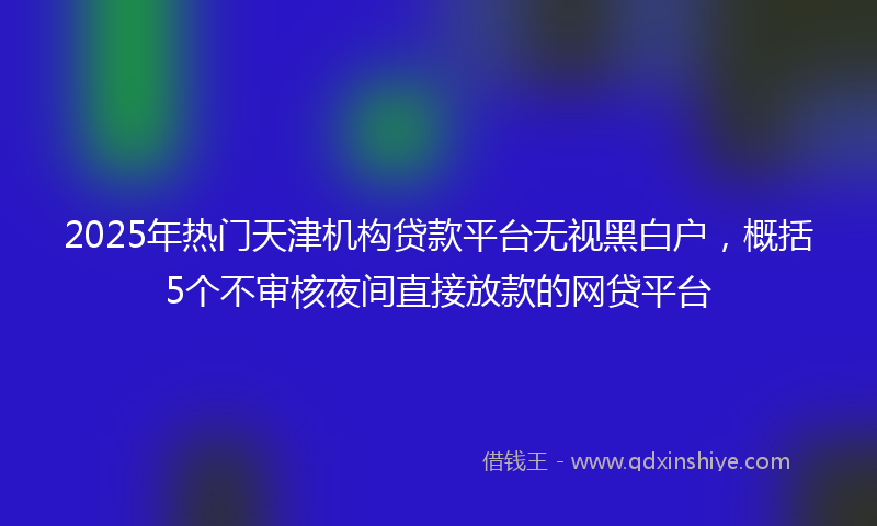 2025年热门天津机构贷款平台无视黑白户，概括5个不审核夜间直接放款的网贷平台
