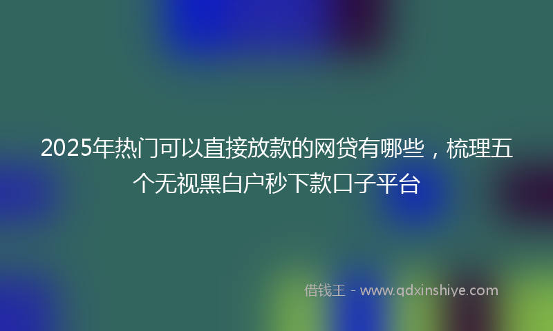 2025年热门可以直接放款的网贷有哪些，梳理五个无视黑白户秒下款口子平台