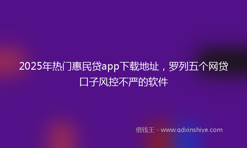 2025年热门惠民贷app下载地址，罗列五个网贷口子风控不严的软件