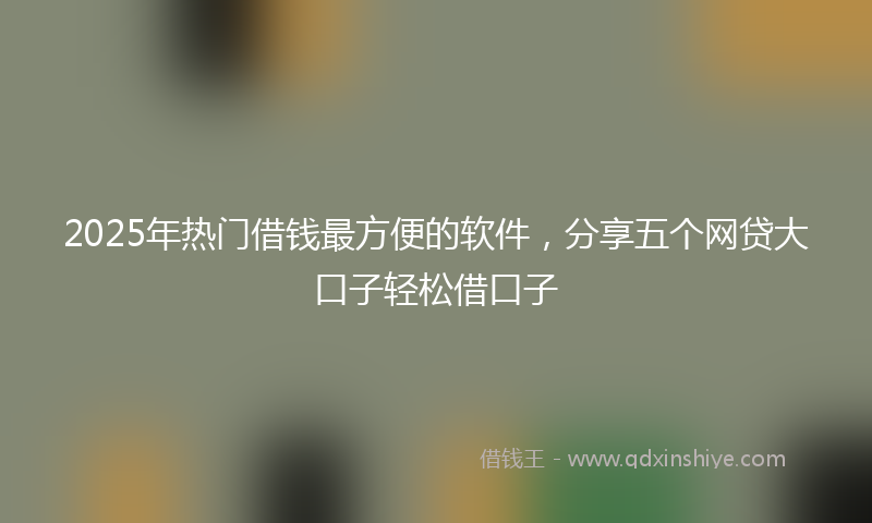2025年热门借钱最方便的软件，分享五个网贷大口子轻松借口子