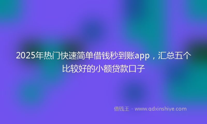 2025年热门快速简单借钱秒到账app，汇总五个比较好的小额贷款口子