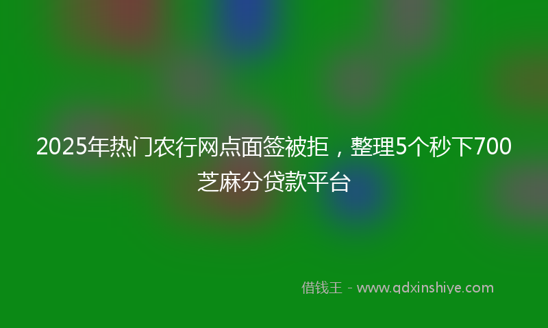 2025年热门农行网点面签被拒，整理5个秒下700芝麻分贷款平台