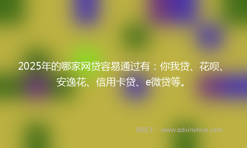 2025年的哪家网贷容易通过有：你我贷、花呗、安逸花、信用卡贷、e微贷等。