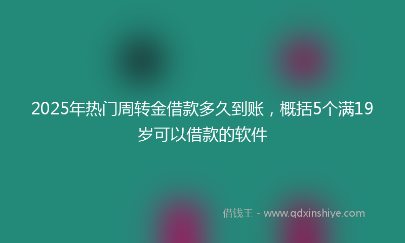 2025年热门周转金借款多久到账，概括5个满19岁可以借款的软件