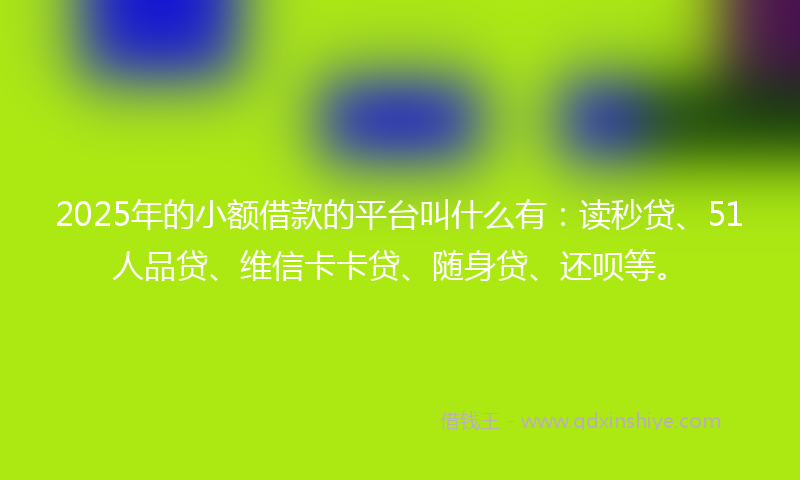2025年的小额借款的平台叫什么有：读秒贷、51人品贷、维信卡卡贷、随身贷、还呗等。