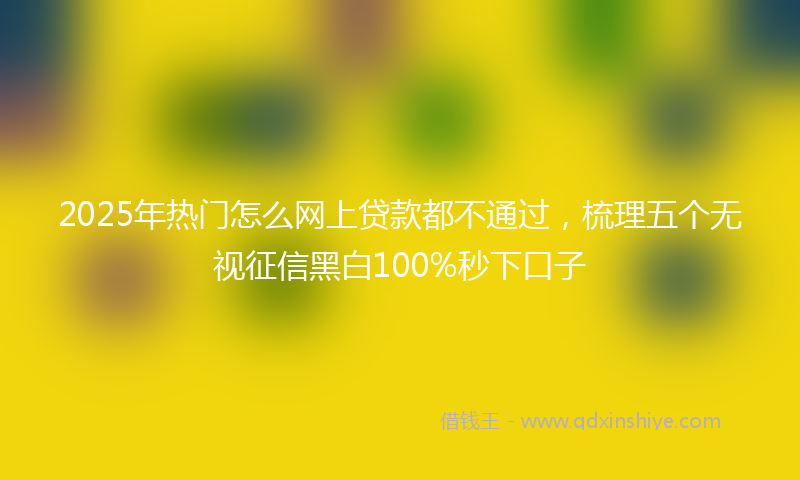 2025年热门怎么网上贷款都不通过，梳理五个无视征信黑白100%秒下口子
