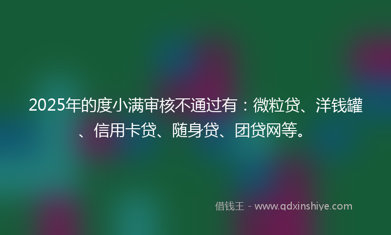 2025年的度小满审核不通过有：微粒贷、洋钱罐、信用卡贷、随身贷、团贷网等。