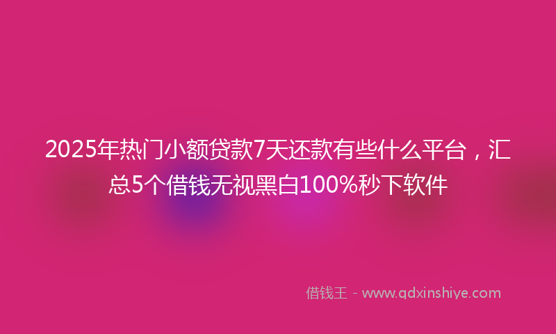 2025年热门小额贷款7天还款有些什么平台，汇总5个借钱无视黑白100%秒下软件