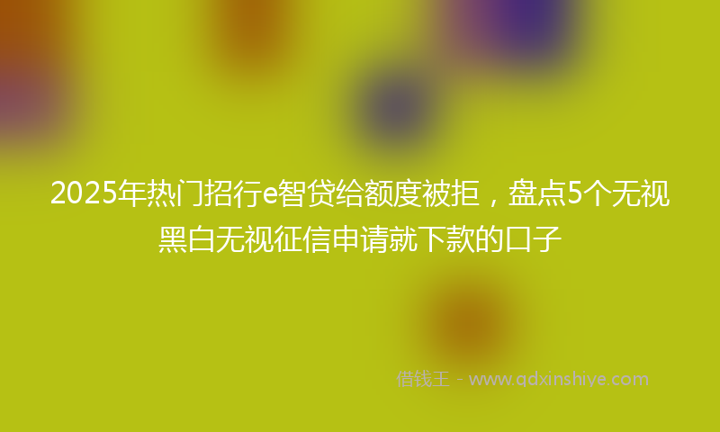 2025年热门招行e智贷给额度被拒，盘点5个无视黑白无视征信申请就下款的口子