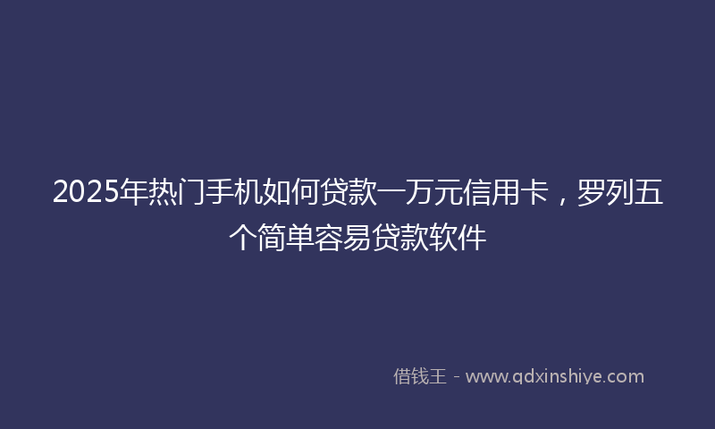 2025年热门手机如何贷款一万元信用卡，罗列五个简单容易贷款软件