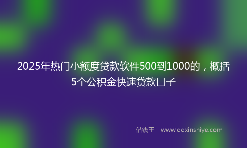 2025年热门小额度贷款软件500到1000的，概括5个公积金快速贷款口子