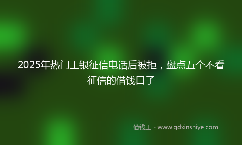 2025年热门工银征信电话后被拒，盘点五个不看征信的借钱口子