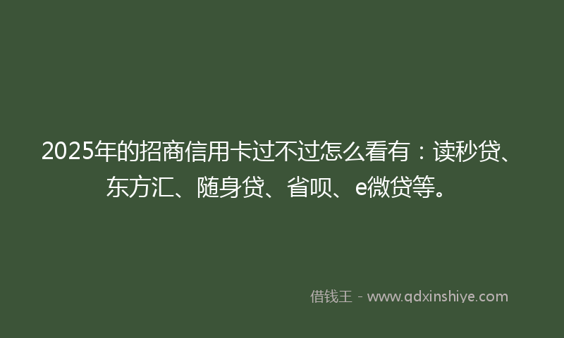 2025年的招商信用卡过不过怎么看有：读秒贷、东方汇、随身贷、省呗、e微贷等。