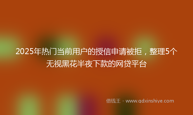 2025年热门当前用户的授信申请被拒，整理5个无视黑花半夜下款的网贷平台