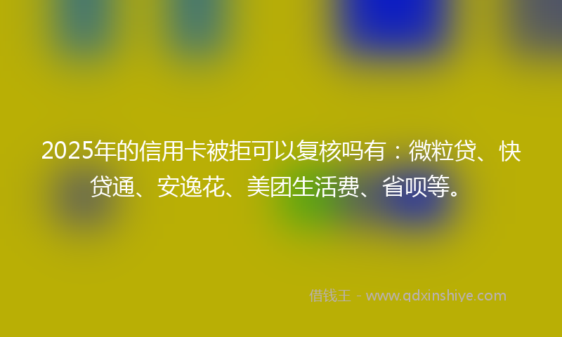2025年的信用卡被拒可以复核吗有：微粒贷、快贷通、安逸花、美团生活费、省呗等。