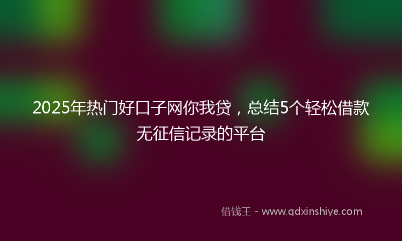 2025年热门好口子网你我贷，总结5个轻松借款无征信记录的平台