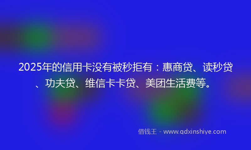 2025年的信用卡没有被秒拒有：惠商贷、读秒贷、功夫贷、维信卡卡贷、美团生活费等。