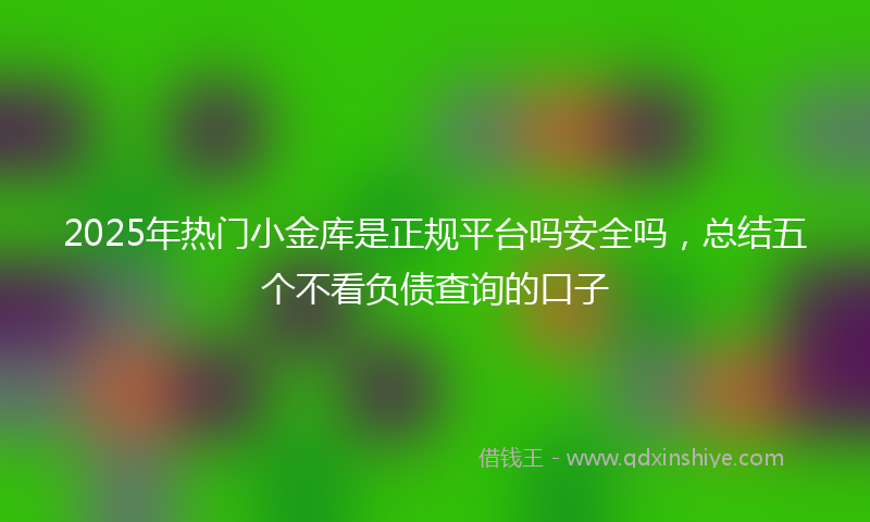 2025年热门小金库是正规平台吗安全吗，总结五个不看负债查询的口子