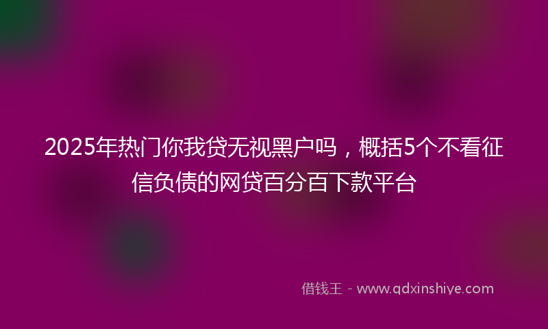 2025年热门你我贷无视黑户吗，概括5个不看征信负债的网贷百分百下款平台