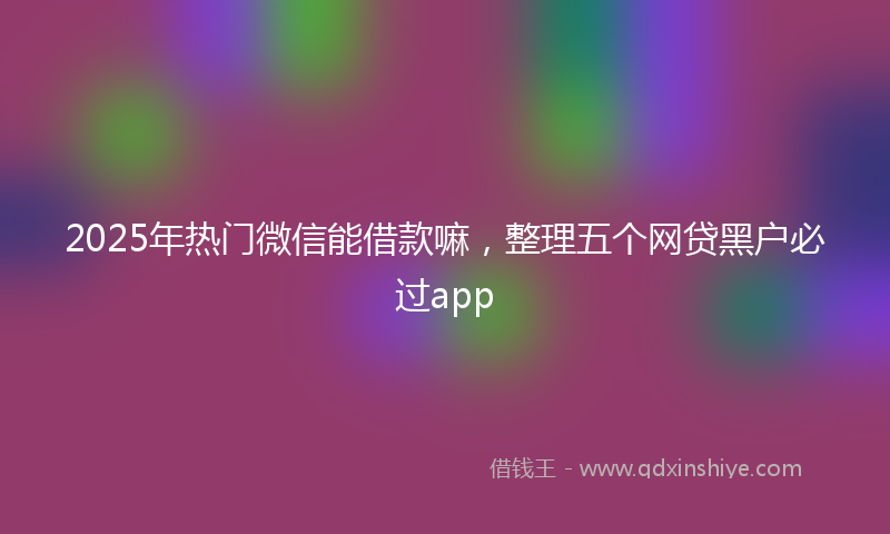 2025年热门微信能借款嘛，整理五个网贷黑户必过app
