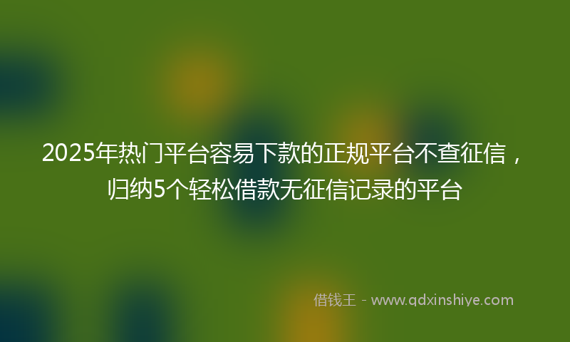 2025年热门平台容易下款的正规平台不查征信，归纳5个轻松借款无征信记录的平台