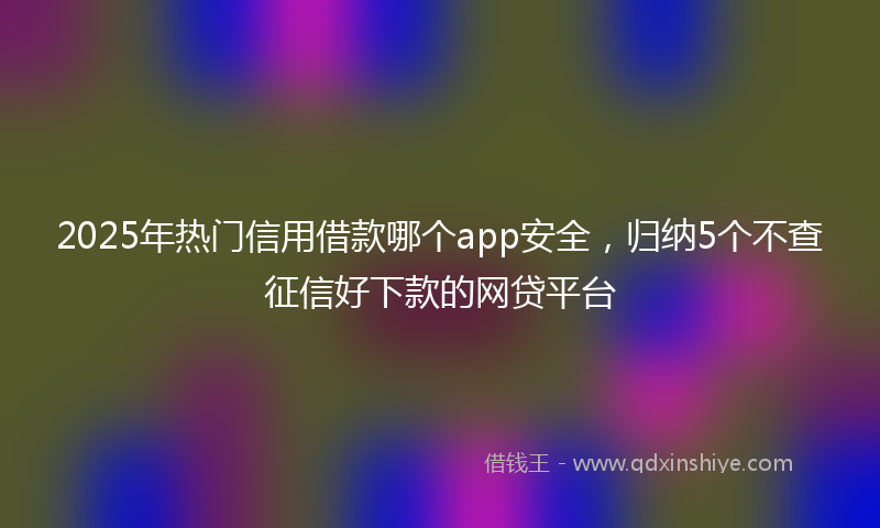 2025年热门信用借款哪个app安全，归纳5个不查征信好下款的网贷平台