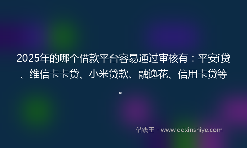 2025年的哪个借款平台容易通过审核有：平安i贷、维信卡卡贷、小米贷款、融逸花、信用卡贷等。