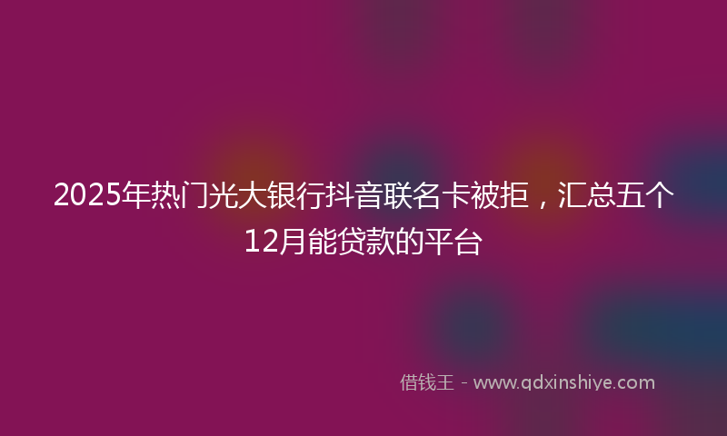 2025年热门光大银行抖音联名卡被拒，汇总五个12月能贷款的平台