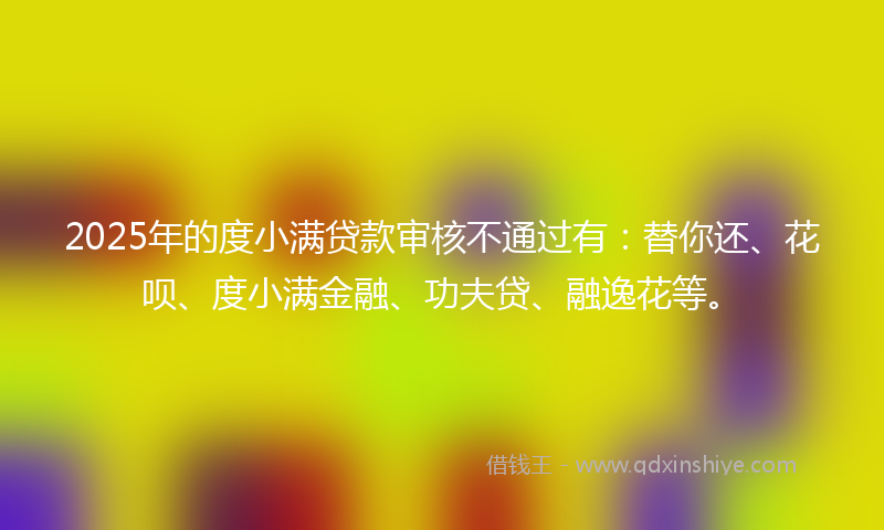 2025年的度小满贷款审核不通过有：替你还、花呗、度小满金融、功夫贷、融逸花等。