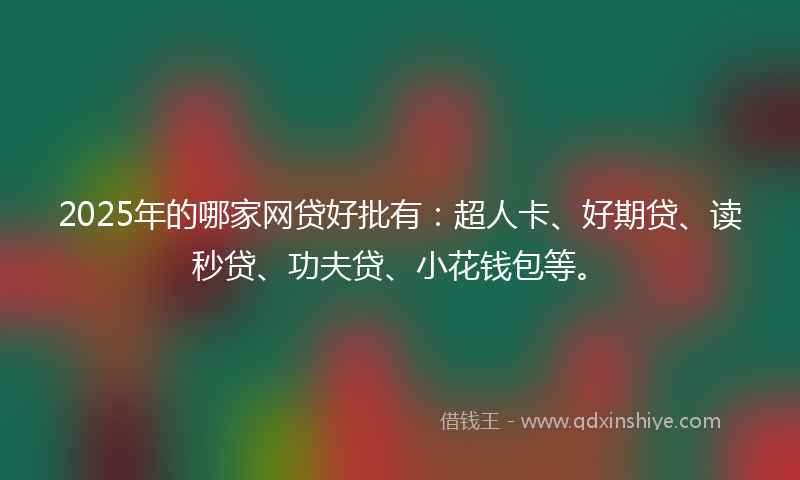 2025年的哪家网贷好批有：超人卡、好期贷、读秒贷、功夫贷、小花钱包等。