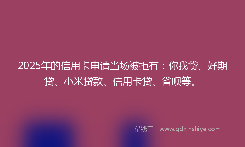 2025年的信用卡申请当场被拒有：你我贷、好期贷、小米贷款、信用卡贷、省呗等。