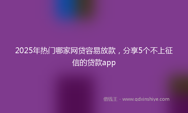 2025年热门哪家网贷容易放款，分享5个不上征信的贷款app