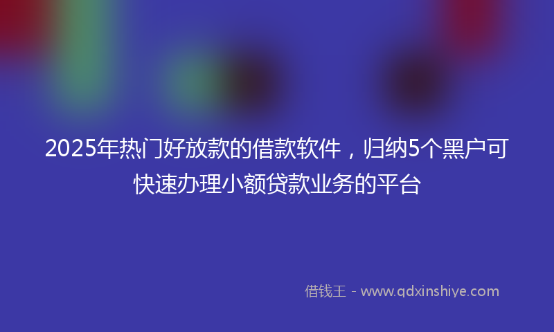 2025年热门好放款的借款软件，归纳5个黑户可快速办理小额贷款业务的平台