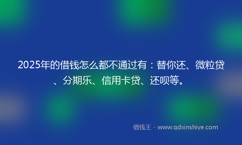 2025年的借钱怎么都不通过有：替你还、微粒贷、分期乐、信用卡贷、还呗等。
