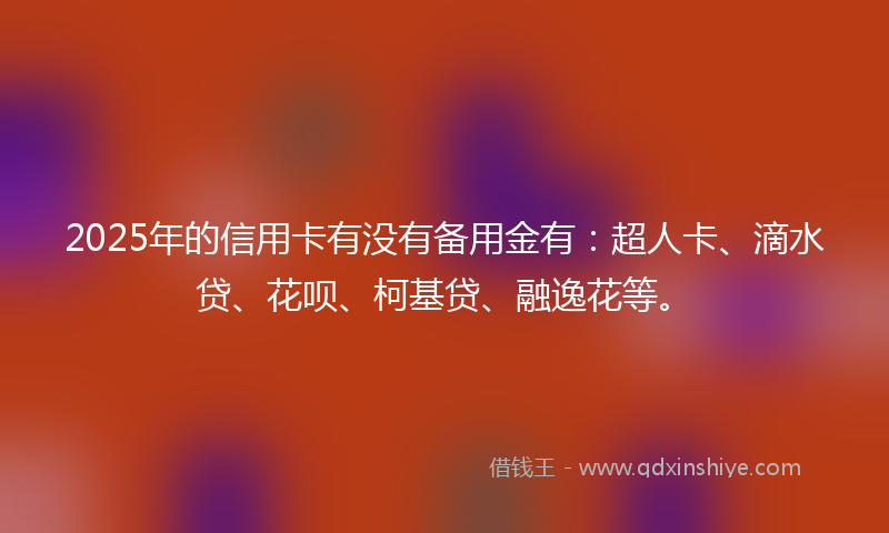2025年的信用卡有没有备用金有：超人卡、滴水贷、花呗、柯基贷、融逸花等。
