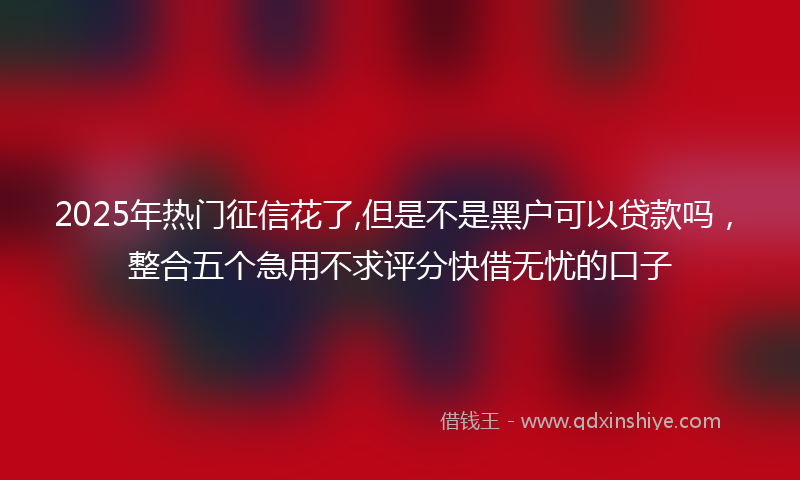 2025年热门征信花了,但是不是黑户可以贷款吗，整合五个急用不求评分快借无忧的口子