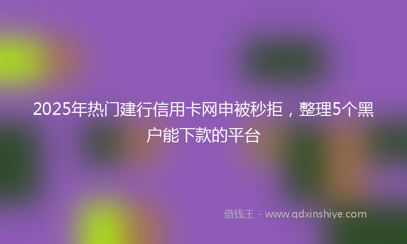 2025年热门建行信用卡网申被秒拒，整理5个黑户能下款的平台