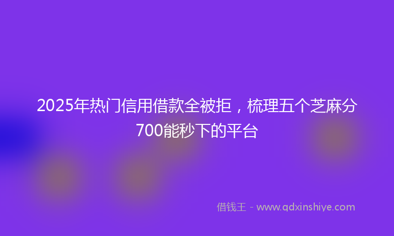 2025年热门信用借款全被拒，梳理五个芝麻分700能秒下的平台