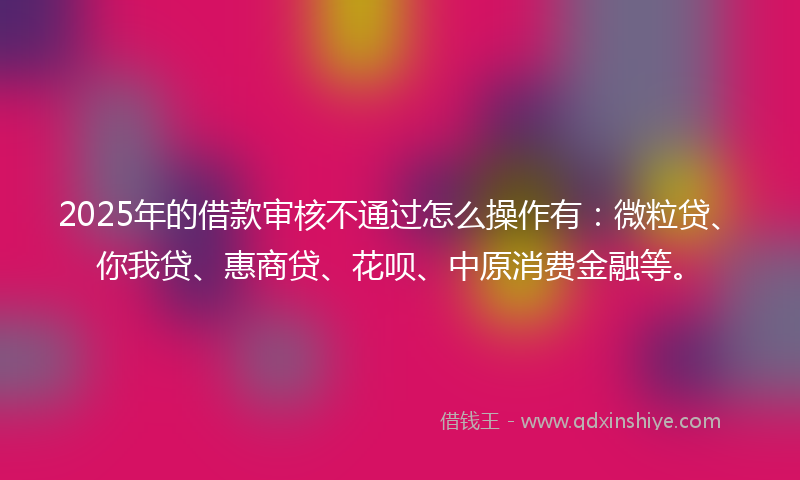 2025年的借款审核不通过怎么操作有：微粒贷、你我贷、惠商贷、花呗、中原消费金融等。