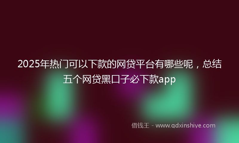 2025年热门可以下款的网贷平台有哪些呢，总结五个网贷黑口子必下款app