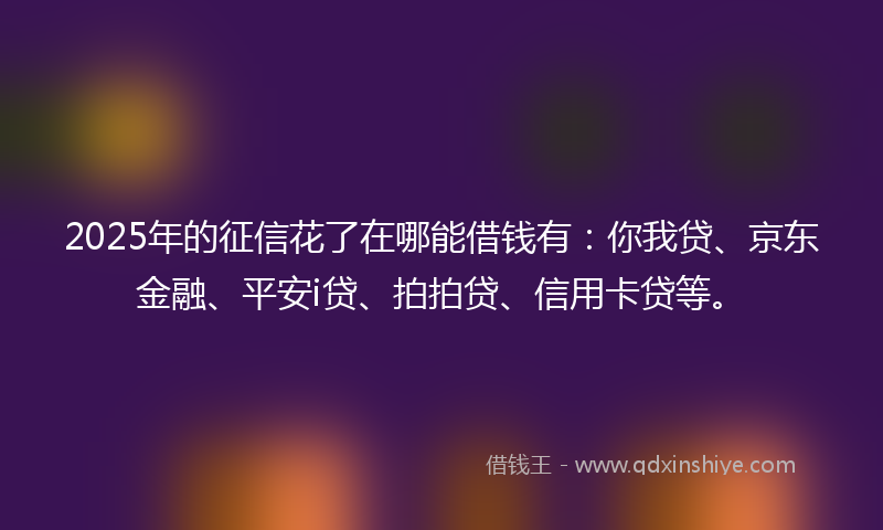 2025年的征信花了在哪能借钱有：你我贷、京东金融、平安i贷、拍拍贷、信用卡贷等。