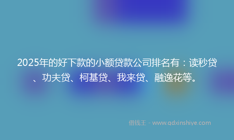 2025年的好下款的小额贷款公司排名有：读秒贷、功夫贷、柯基贷、我来贷、融逸花等。