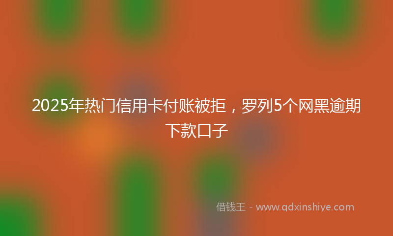 2025年热门信用卡付账被拒，罗列5个网黑逾期下款口子