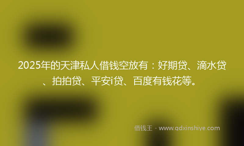 2025年的天津私人借钱空放有：好期贷、滴水贷、拍拍贷、平安i贷、百度有钱花等。