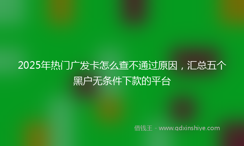 2025年热门广发卡怎么查不通过原因，汇总五个黑户无条件下款的平台