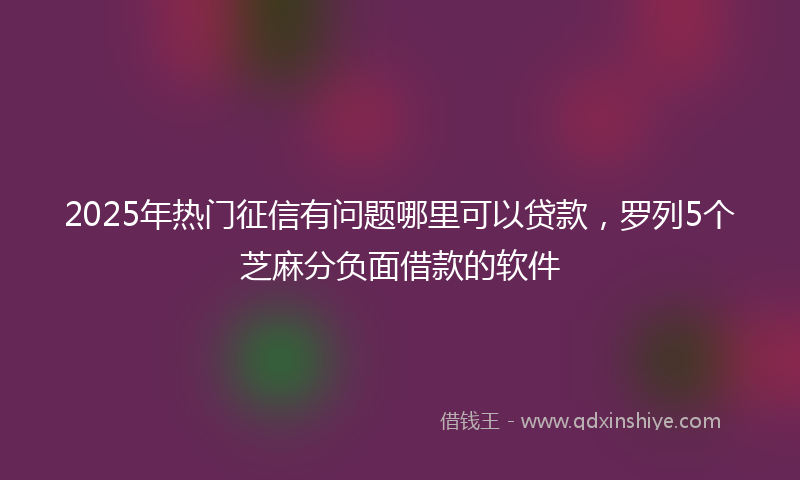 2025年热门征信有问题哪里可以贷款，罗列5个芝麻分负面借款的软件