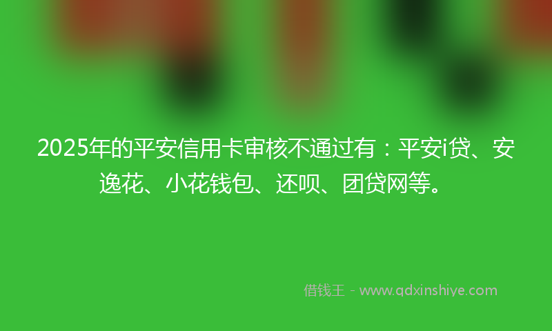 2025年的平安信用卡审核不通过有：平安i贷、安逸花、小花钱包、还呗、团贷网等。